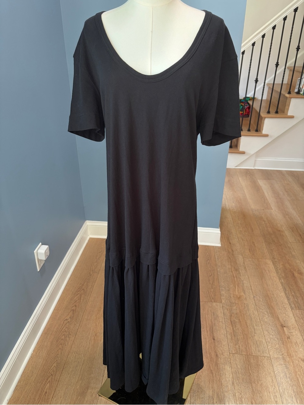Free-est by Free People Black Cotton Drop Waist Maxi Dress Small
